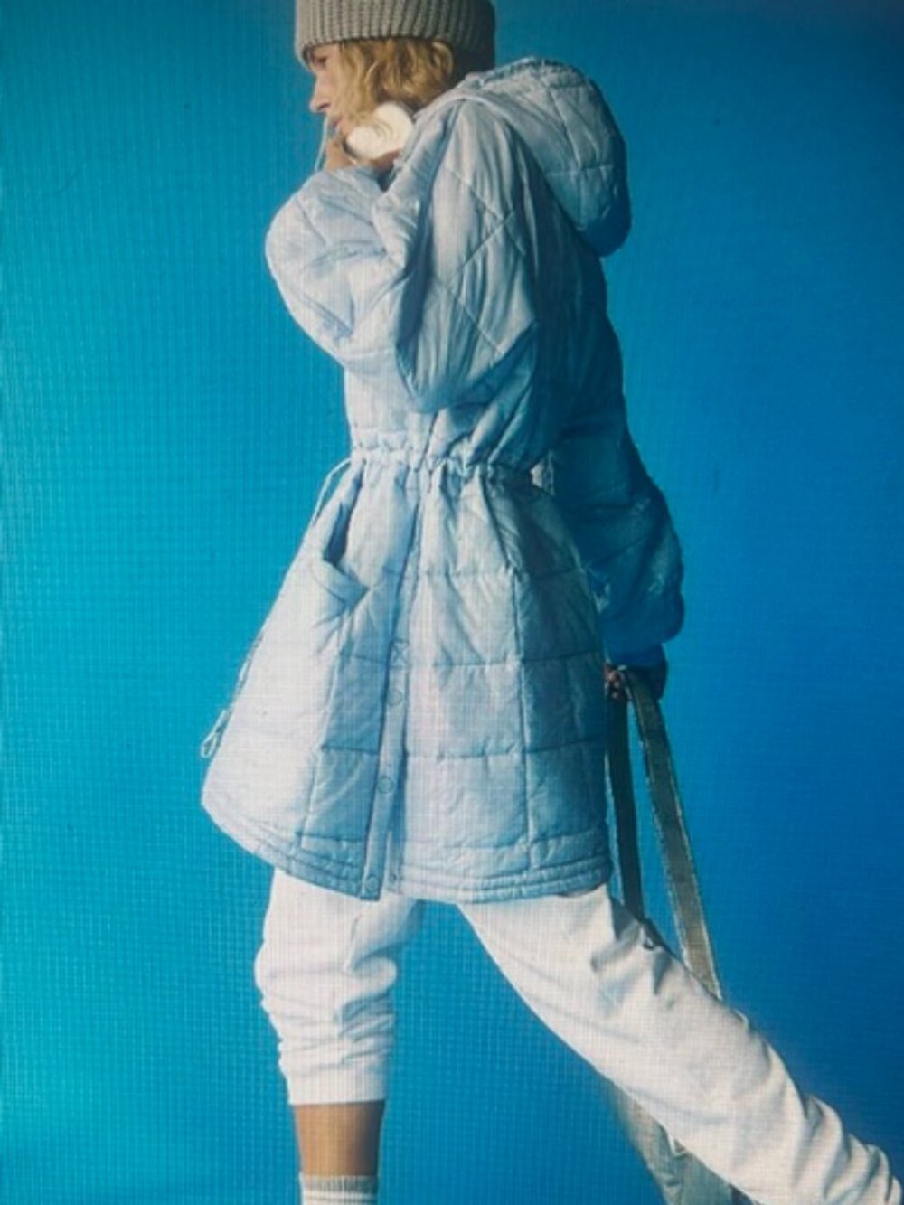 Free People Movement Patricia Packable Sky Lush Blue Quilted Poncho Puffer NWT
